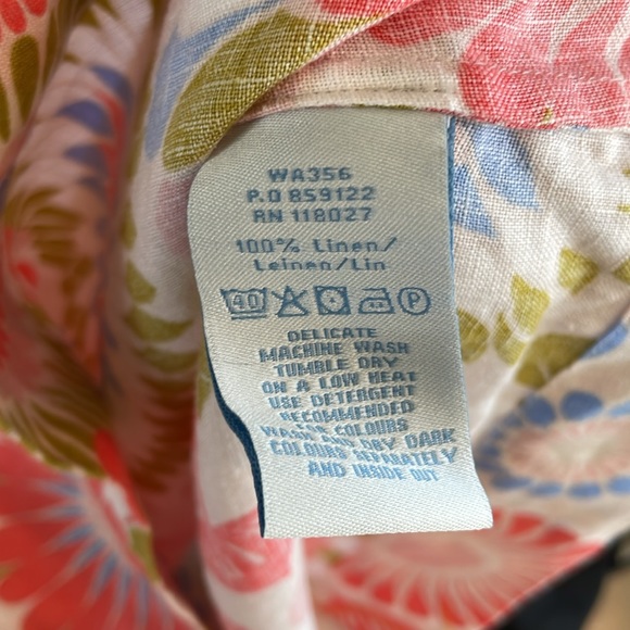 Boden 100% linen beach dress 6 petite blues green orange/red colors - Picture 9 of 9